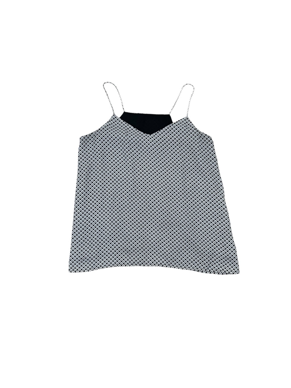 AKA Black And White Geometric Pattern Flowy Cami Top Women’s Size Small Retro